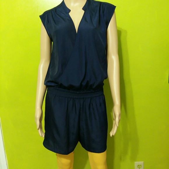 NWOT J Crew Wrap-Front Navy Blue Romper - Picture 3 of 5